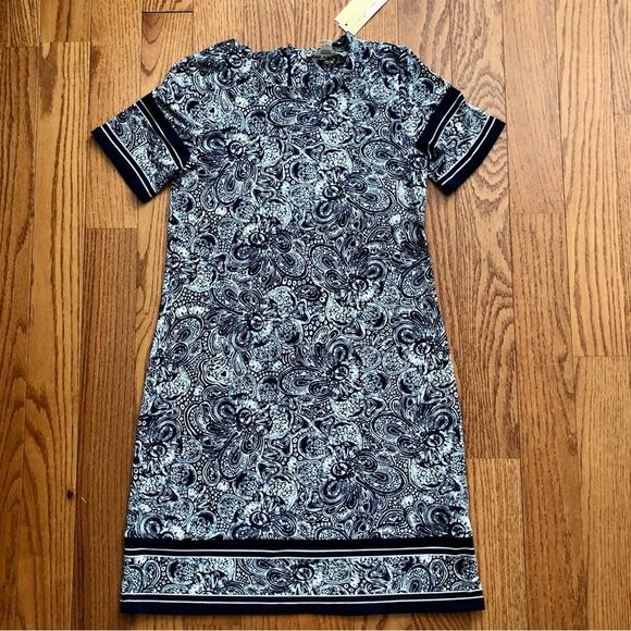 MICHAEL KORS Paisley Print Border Trim Blue Dress Size Women's Size S NWT - Picture 11 of 12